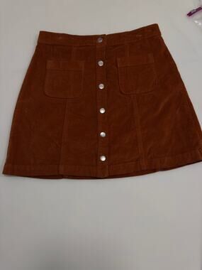 Urban Outfitters Corduroy Snap Front A Line Skirt Womens Burnt Orange